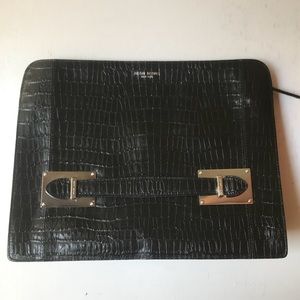 Black croc leather Henri Bendel large clutch